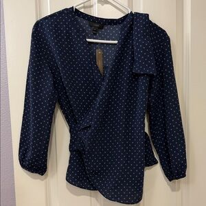 J. Crew Navy Blue Patterned Blouse